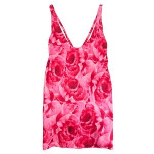 NEW Victorias Secret 100% Silk Rosette Soft Girl Slip Dress Chemise Floral Large